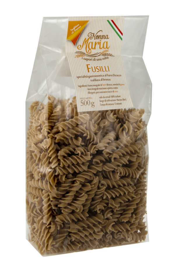 pasta al farro, fusilli